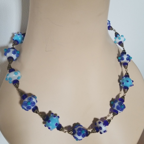 Hand Crafted Repurposed Vintage Lampwork Glass Bead Necklace - Picture 13 of 14